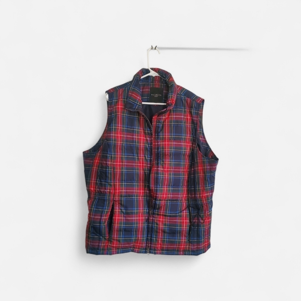 Talbots Plaid Sleeveless Full Zip Vest Size 3X